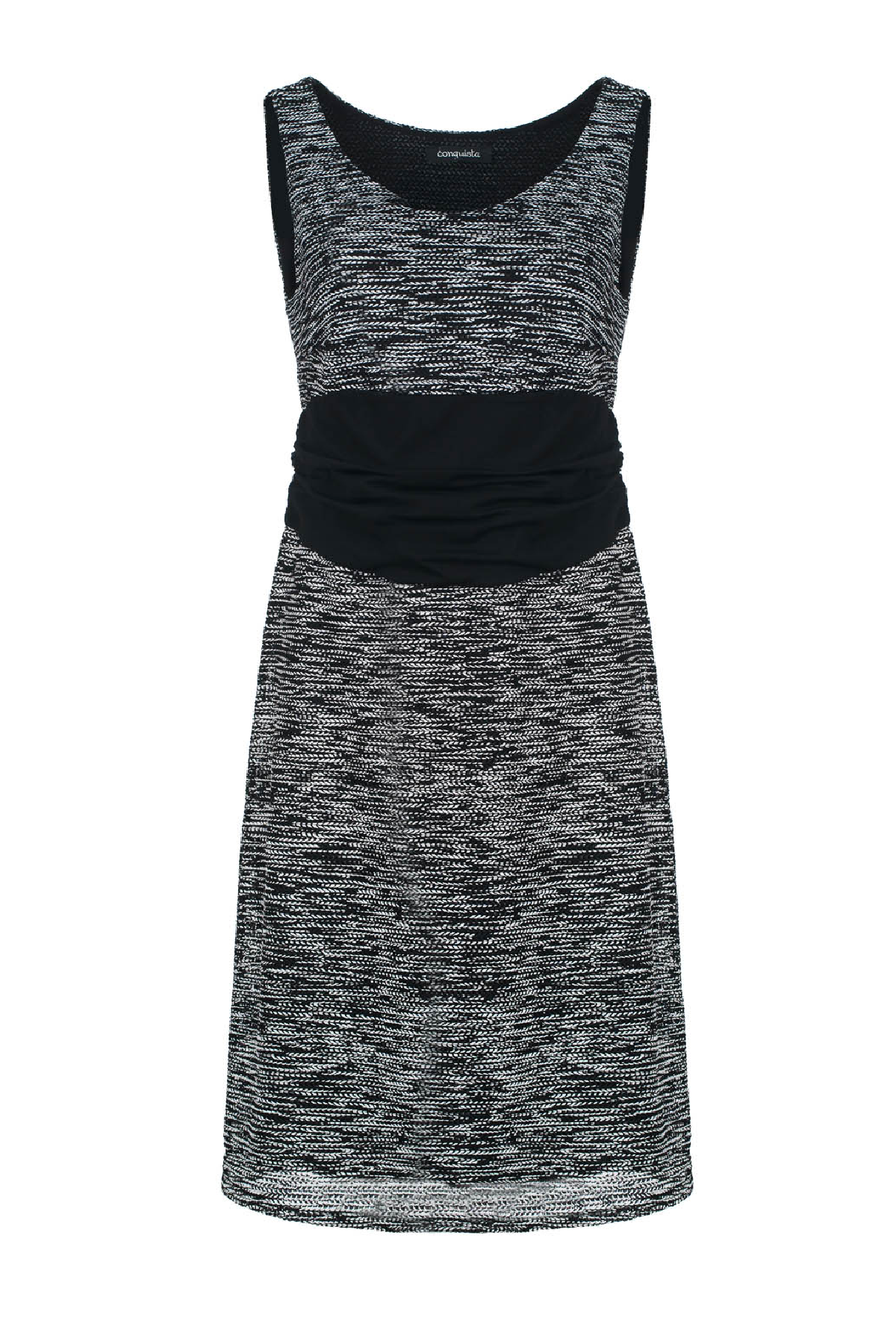 Conquista Φόρεμα Midi Casual Αμάνικο Με Ζώνη Βαμβάκι Μαύρο. C110-022-00