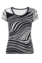 Load image into Gallery viewer, Round Neck Print Top Black