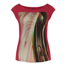 Load image into Gallery viewer, Red Print Detail Cap Sleeve Top