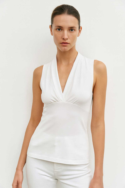 Women’s Sleeveless Jersey Top in Viscose Elastane