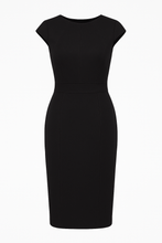 Load image into Gallery viewer, Solid Colour Dress with Cap Sleeves Black Color