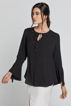 Load image into Gallery viewer, Black Flounce Sleeve Top