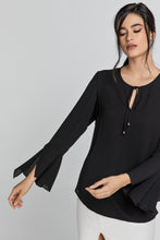 Load image into Gallery viewer, Black Flounce Sleeve Top