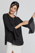 Load image into Gallery viewer, Black Flounce Sleeve Top