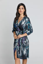 Load image into Gallery viewer, Print Blue Wrap Dress