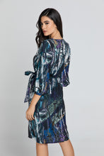 Load image into Gallery viewer, Print Blue Wrap Dress