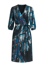 Load image into Gallery viewer, Print Blue Wrap Dress