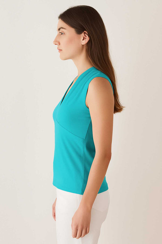 Turquoise Sleeveless Cotton Jersey Top