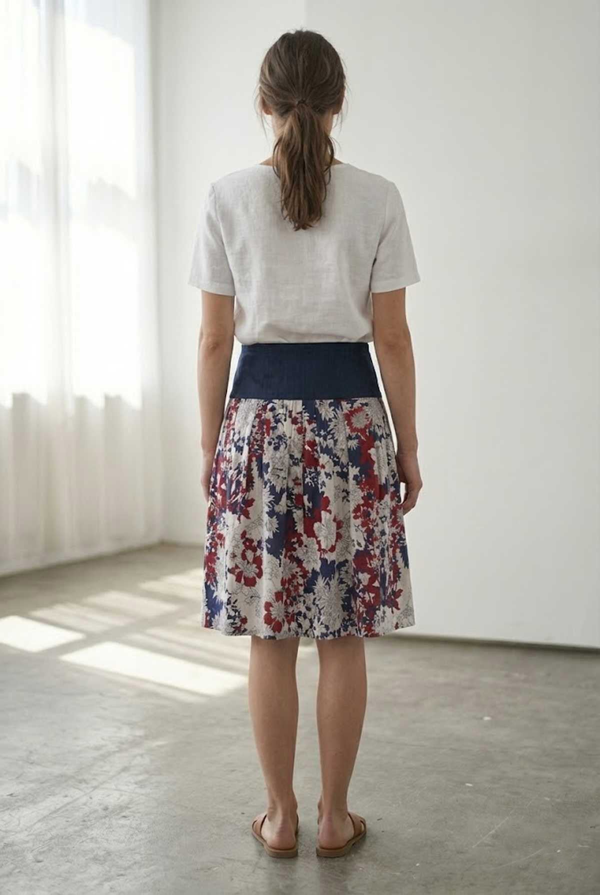 Conquista Φούστα Mini Casual Με Ζώνη Floral Πολύχρωμη C202-224