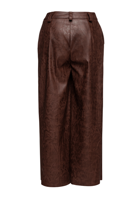 Σοκολατί καφέ culottes από τεχνητό δέρμα