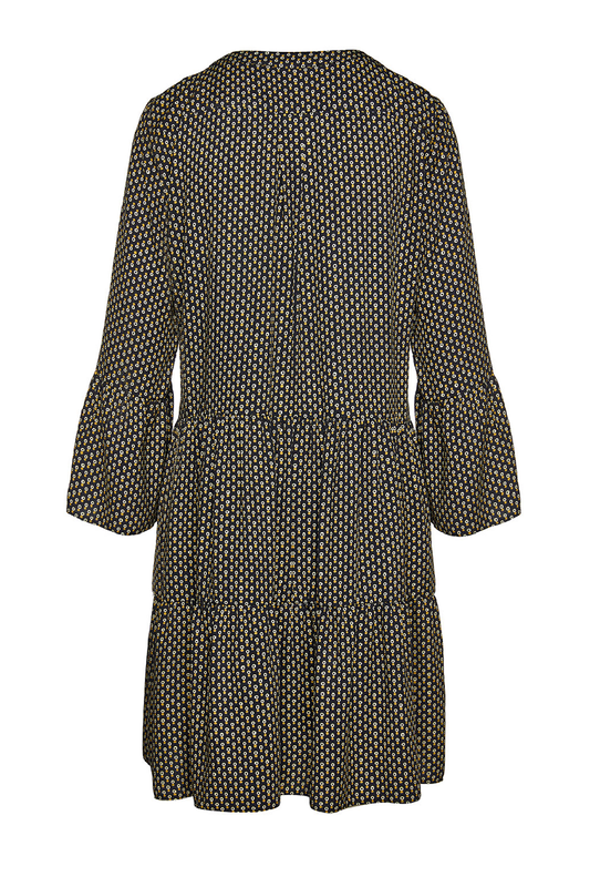 Print Viscose Gathered Seams Dress