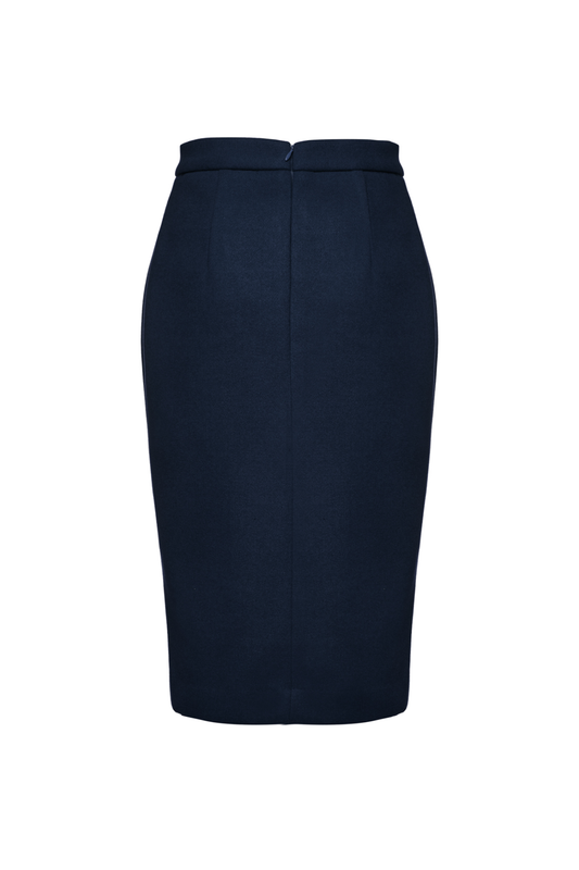 Navy Blue Mouflon Pencil Skirt