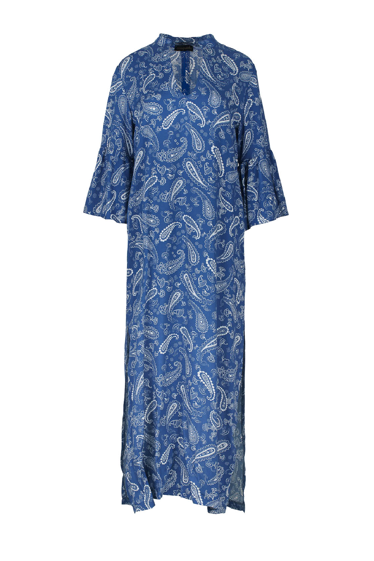 Conquista Φόρεμα Maxi Casual V-Λαιμόκοψη 3/4 Μανίκι Εμπριμέ Μπλε C211-600-41