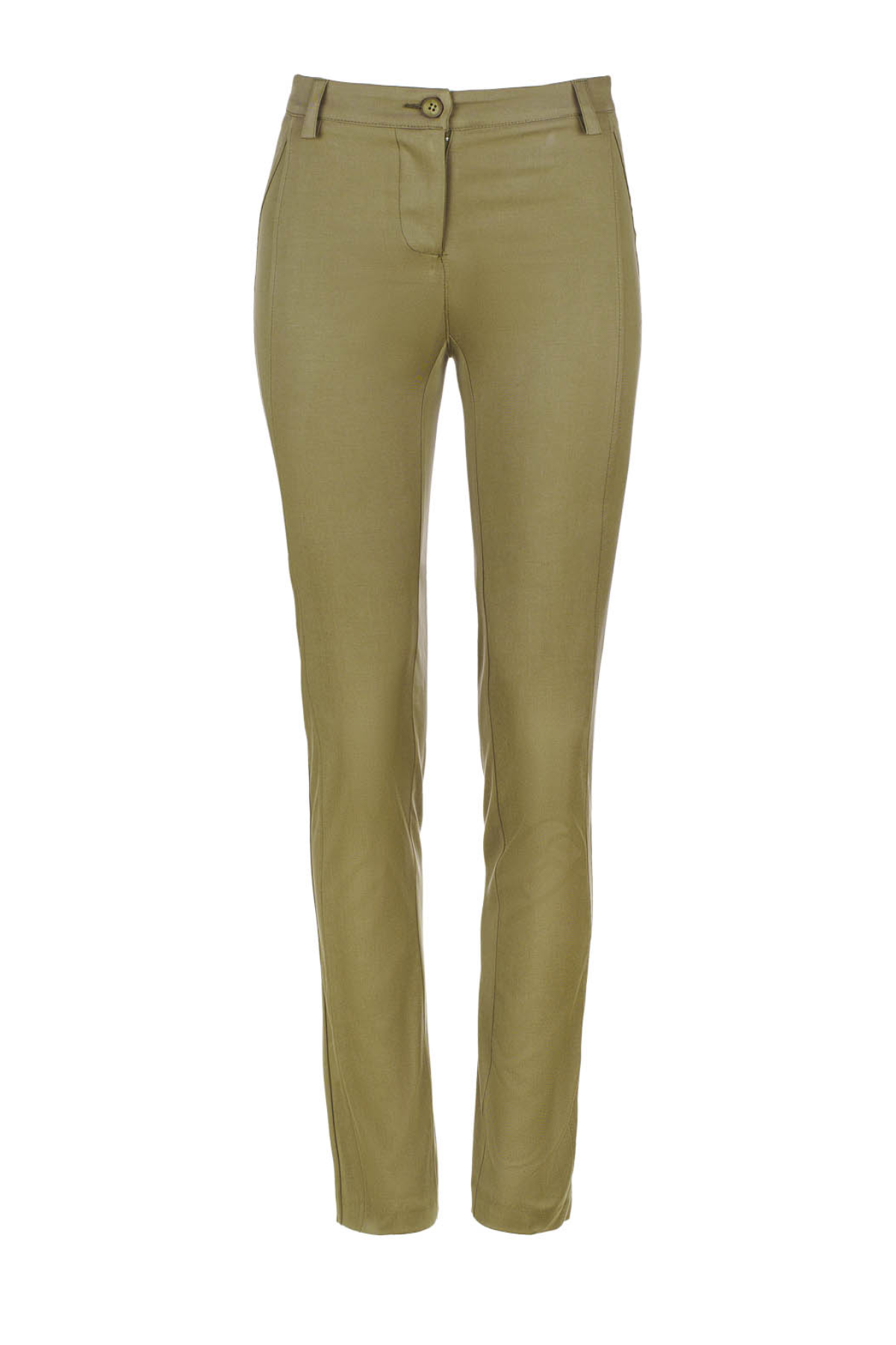 Conquista Παντελόνι Slim Fit με Τσέπες Office Look Μονόχρωμο Βαμβακερό Λαδί C220-001-22