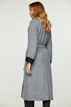 Load image into Gallery viewer, Charcoal Wool-Cotton Blend Coat with Shawl Collar and Elegant Belt