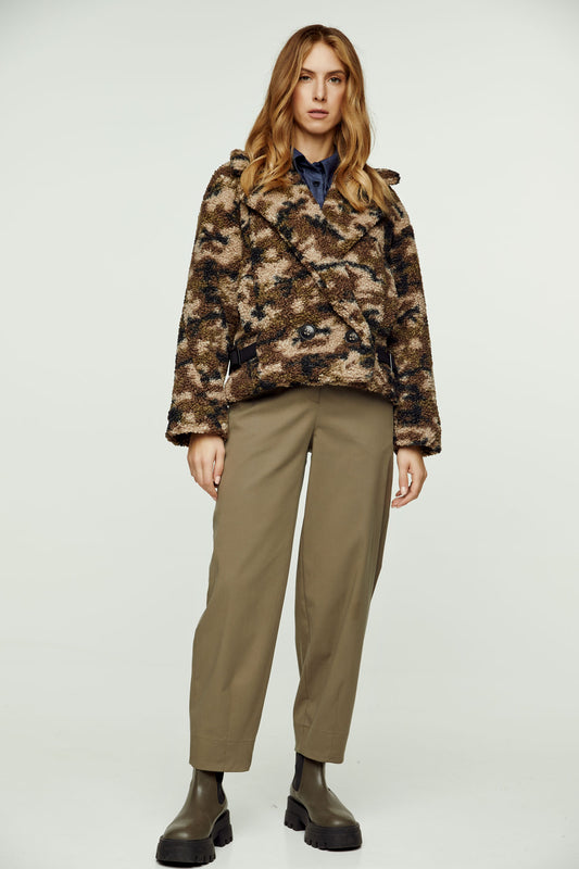 Safari Elegance Faux Fur Jacket