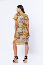 Load image into Gallery viewer, Linen Style Bold Floral Print Dress with Mandarin Collar