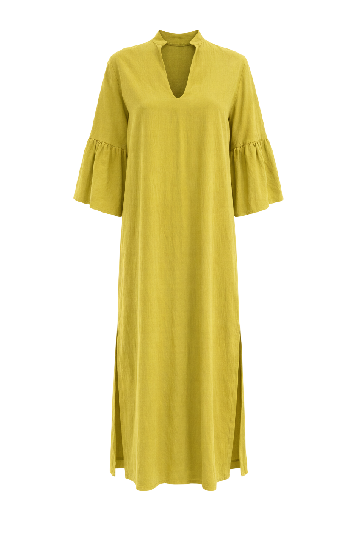 Relaxed V-Neck Maxi Dress with Flared Sleeves