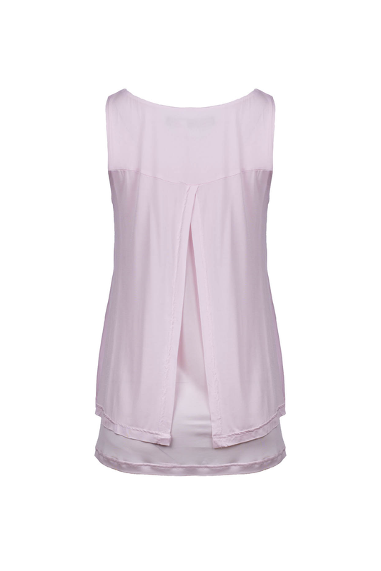 Soft Pink Layered A-Line Tunic Top with Back Slit