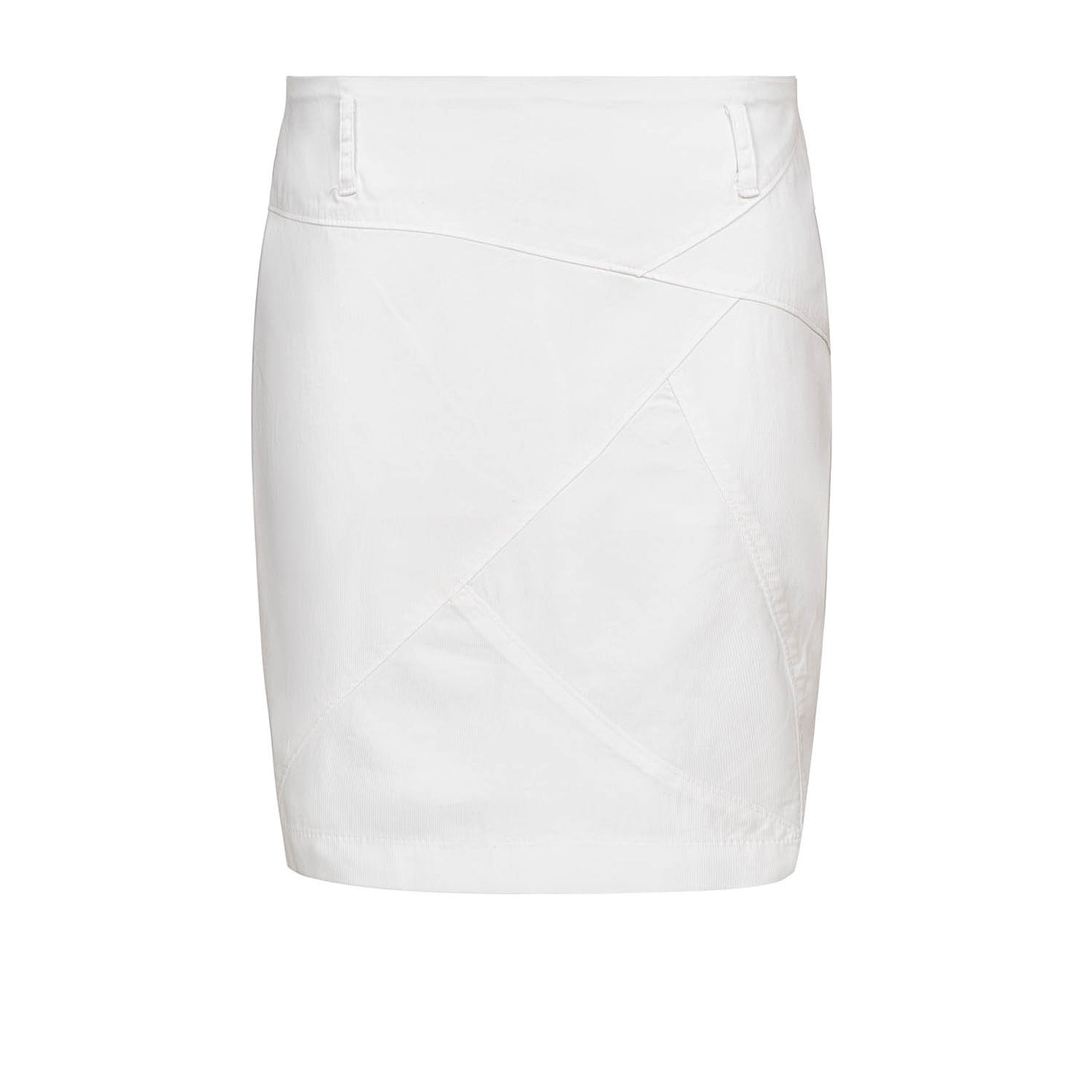 Conquista Φούστα Mini Casual Ασύμμετρη Με Ραφές Μονόχρωμη Λευκή C241-093-01