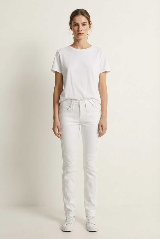 Conquista Παντελόνι Casual Longline Ίσια Γραμμή Μονόχρωμο Λευκό C241-098-01