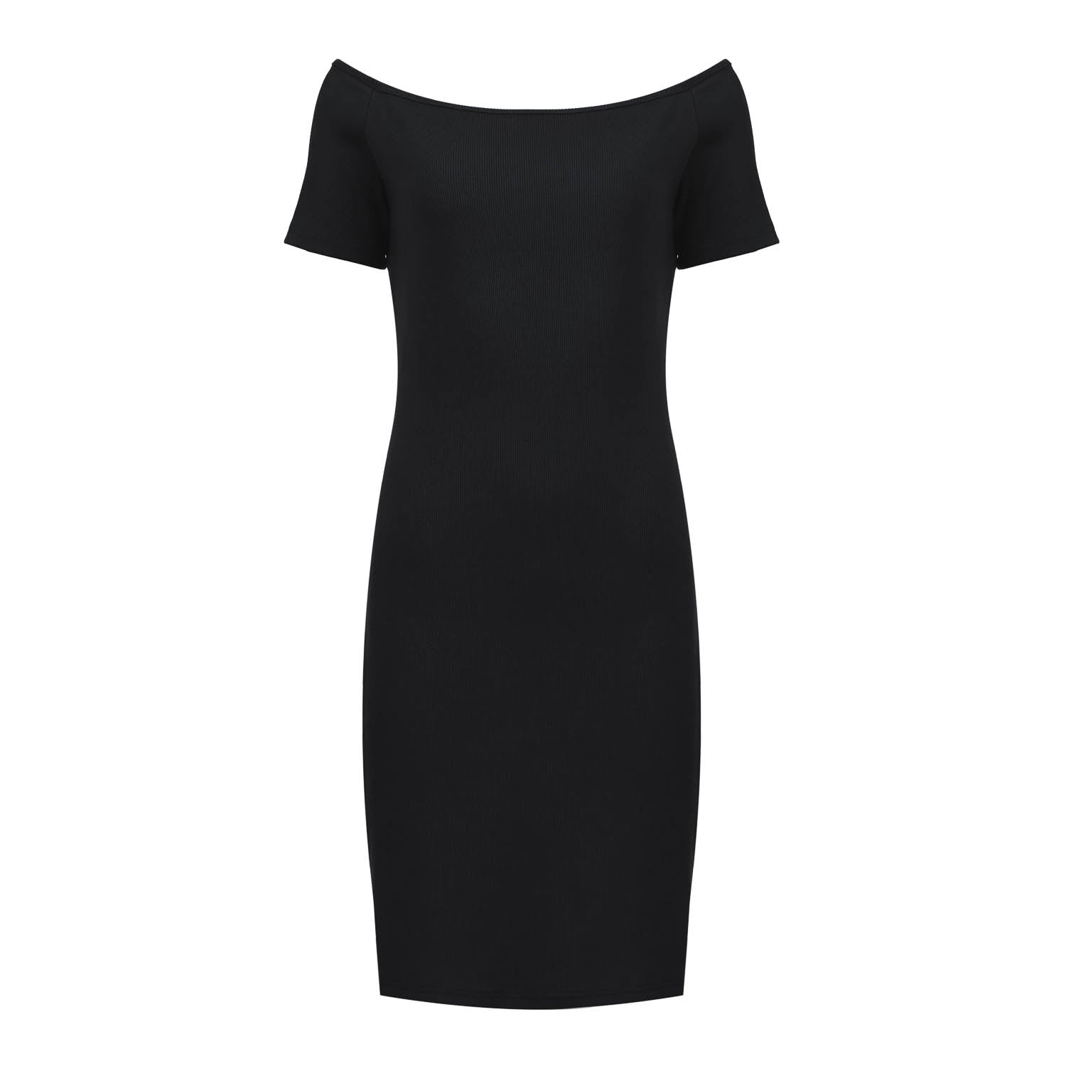 black ribbed off the shoulder dress Black Off Shoulder Maxi Dress