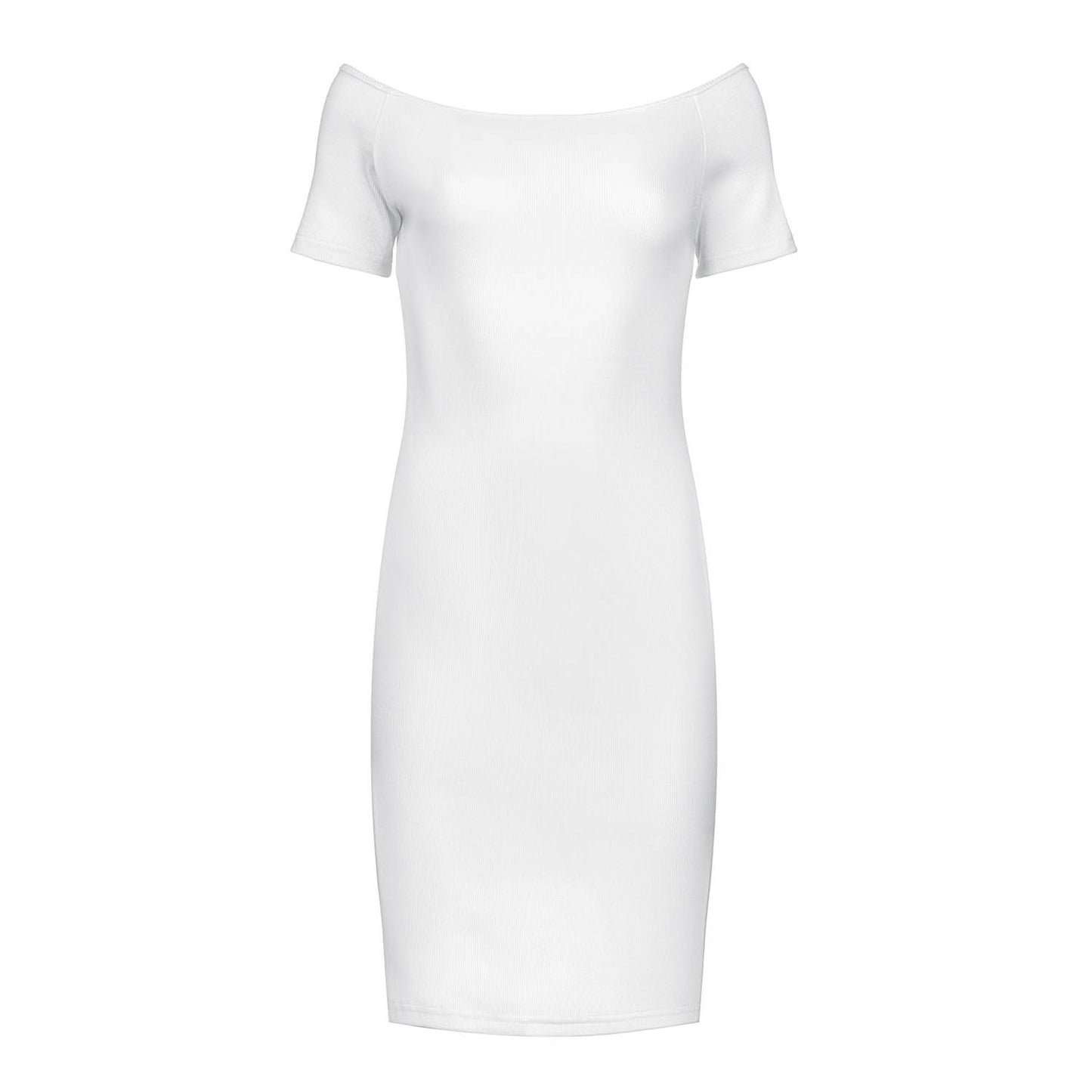 White Off-Shoulder Fitted Dress