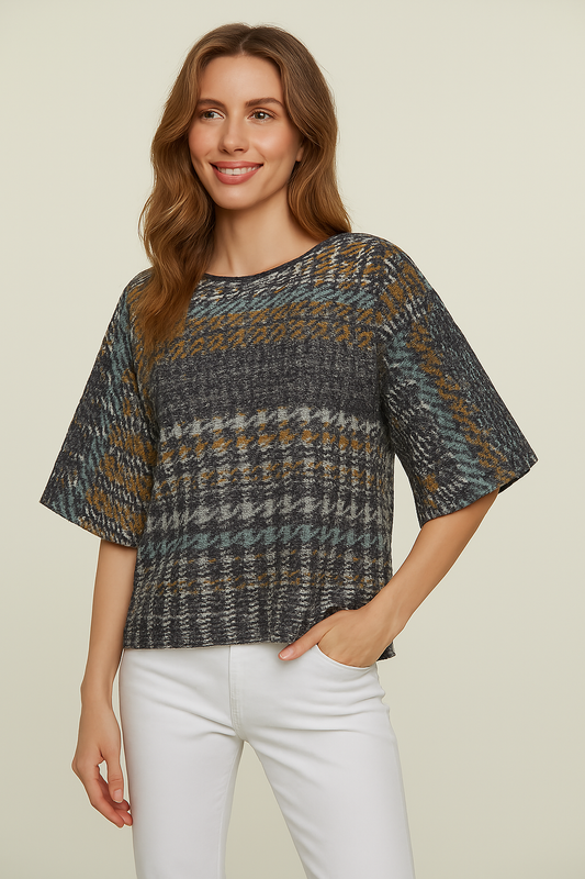 Μπλούζα Houndstooth Knit Effect Oversized