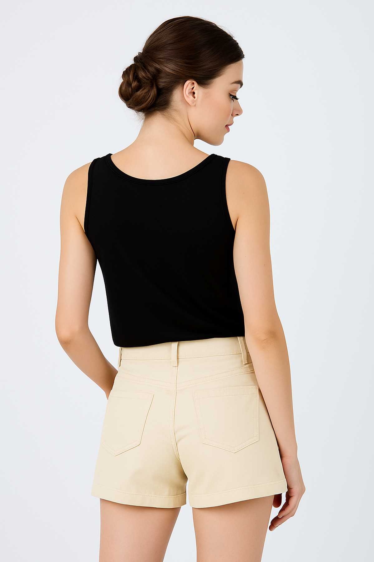 Conquista Σορτς Casual Κοντό Με Κουμπιά Μονόχρωμο Μπεζ C241-304-29
