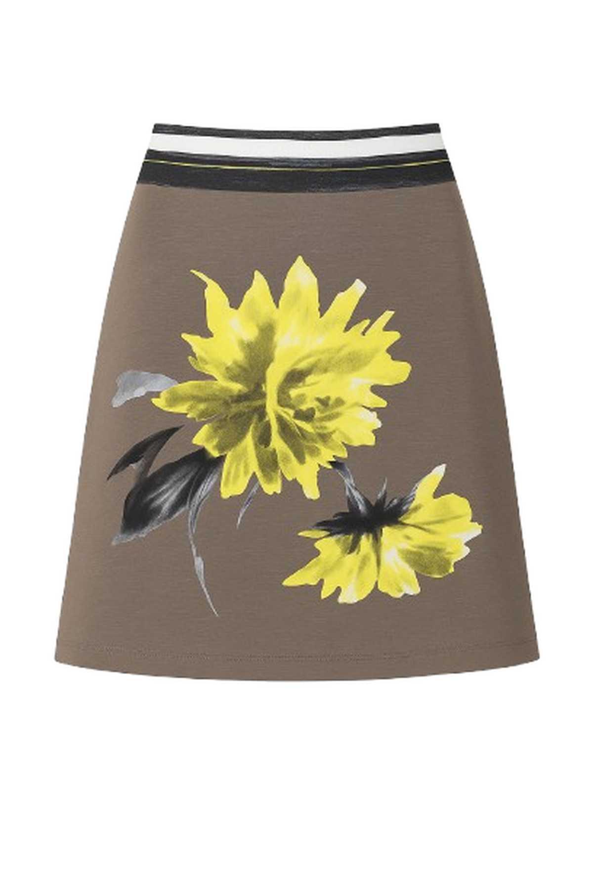 Conquista Φούστα Midi Casual Με Λάστιχο Στη Μέση Εμπριμέ Floral Καφέ C241-418-67