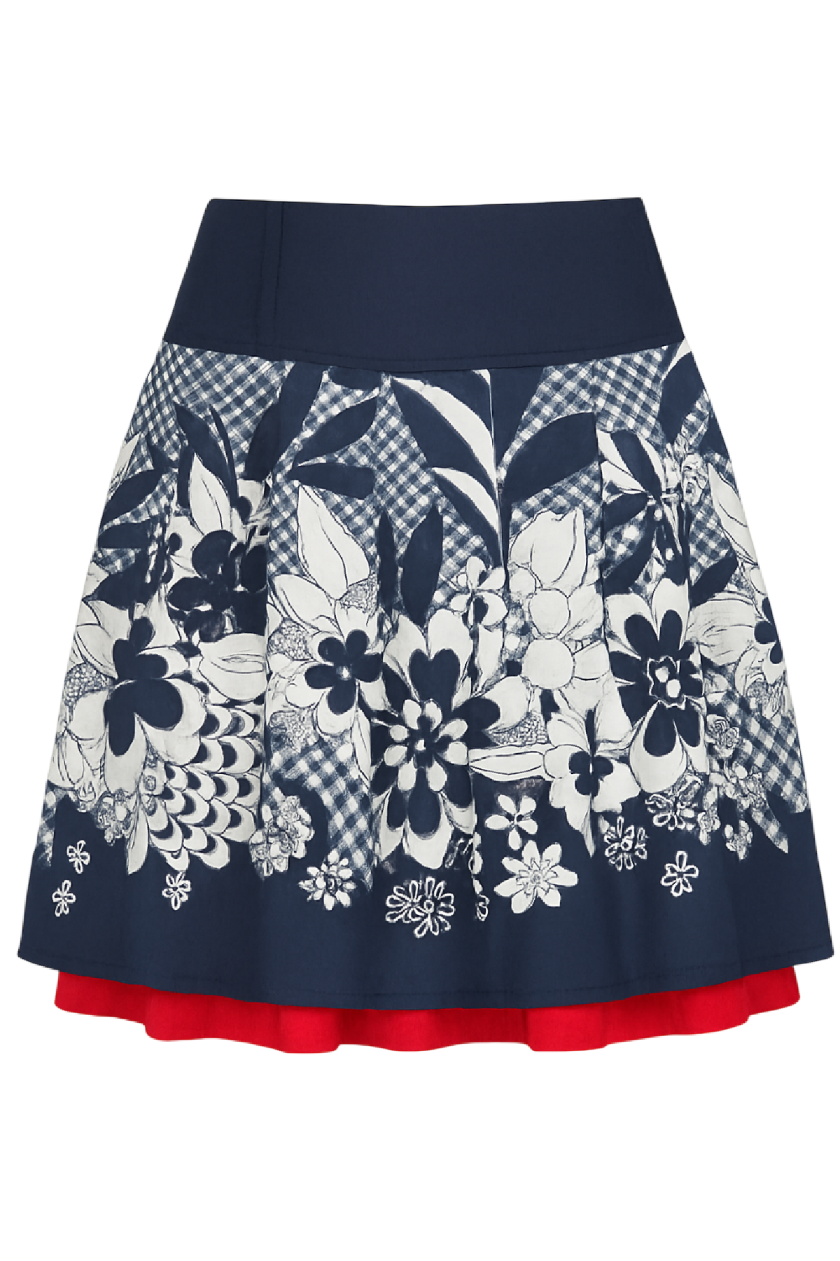 Conquista Φούστα Mini Casual Με Βολάν Εμπριμέ Floral Μπλε C241-425-41