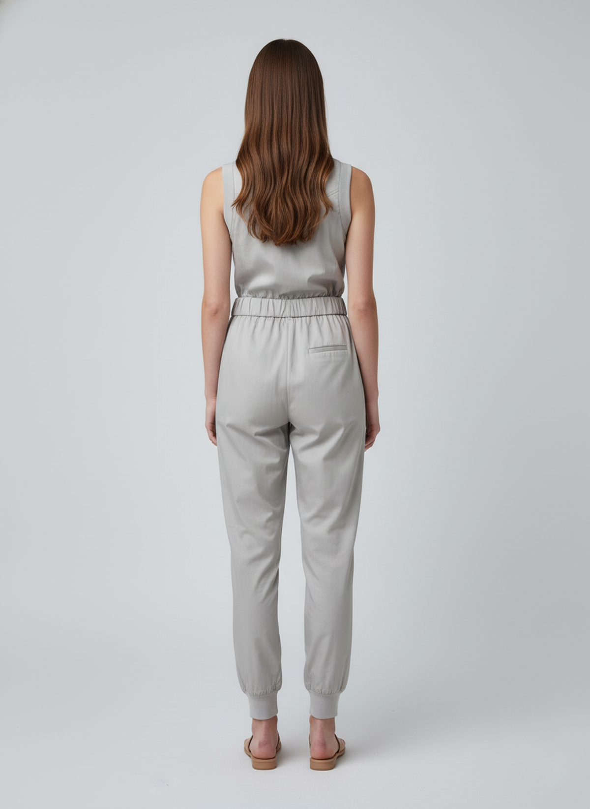 Conquista Ολόσωμη Φόρμα Longline Casual Αμάνικη Με Ζώνη Μονόχρωμη Γκρι C241-465-02