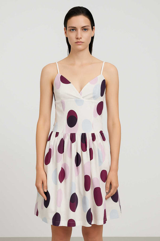 Sleeveless Cotton Poplin Polka Dot Dress – Fully Lined