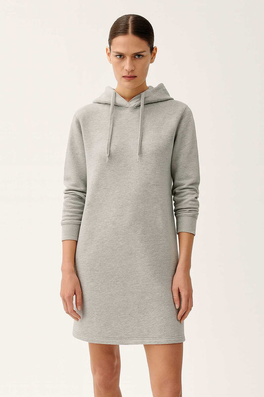 Minimalist Hoodie Dress in Light Grey