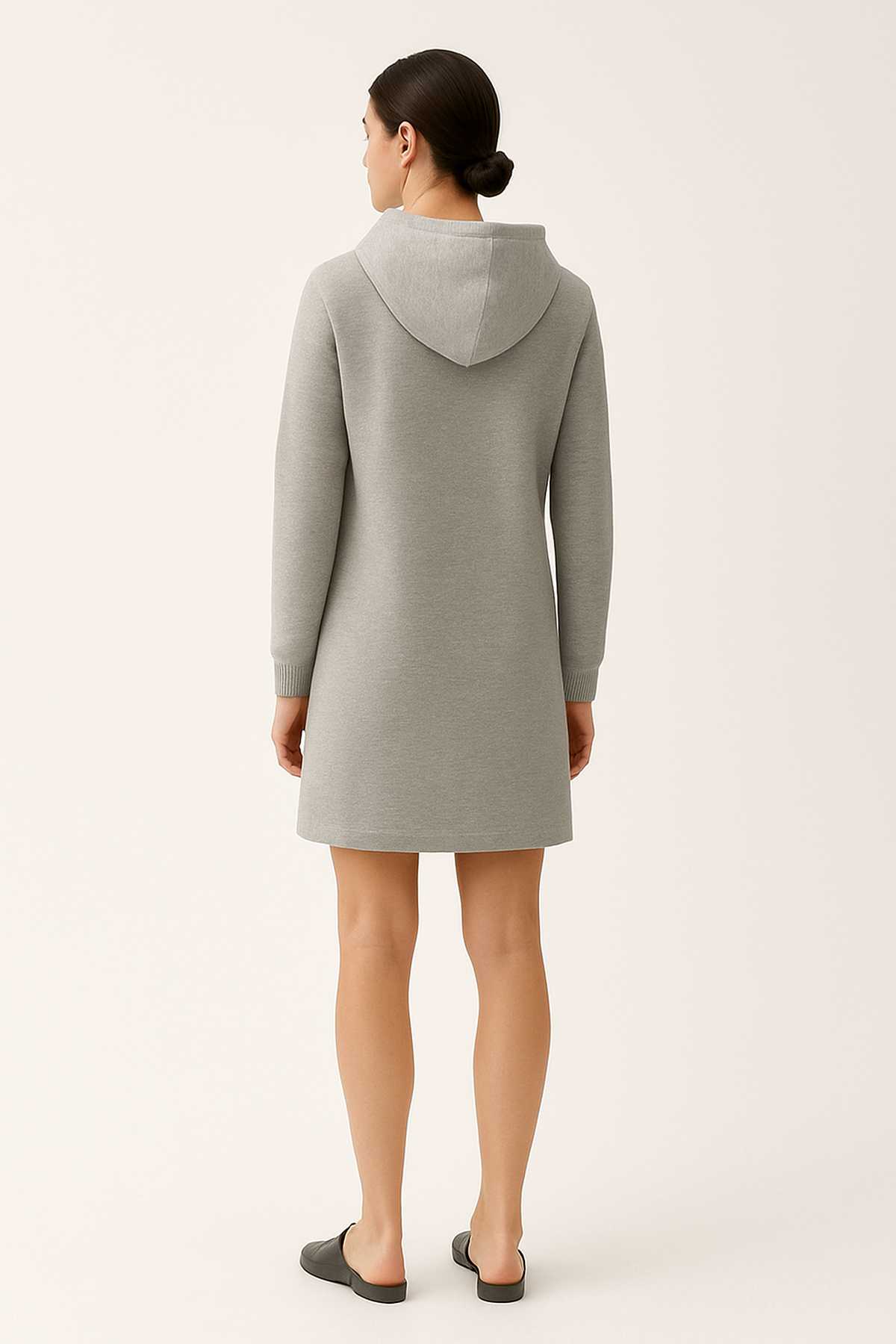 Minimalist Hoodie Dress in Light Grey