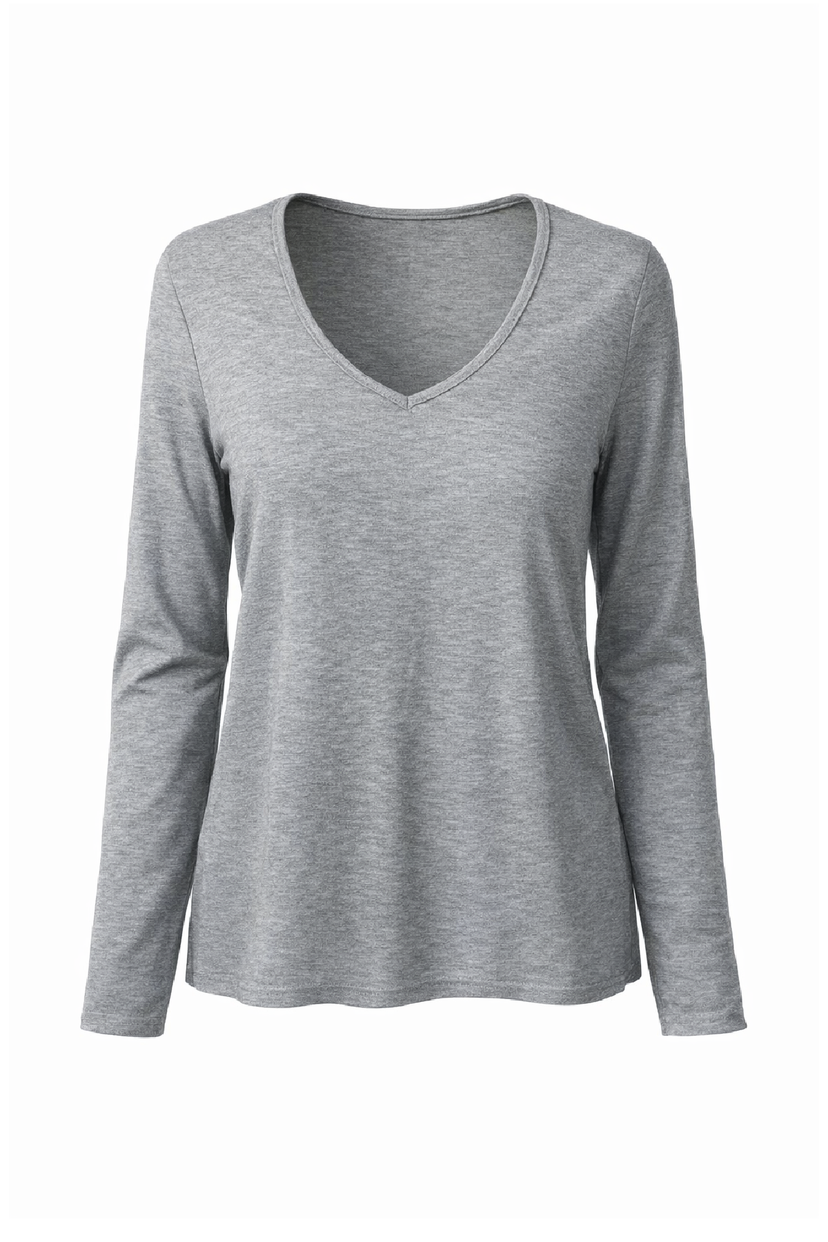 Μακρυμάνικο τοπ με λαιμόκοψη V σε απόχρωση Heather Grey