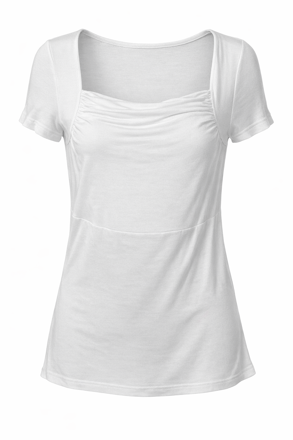 Ruched Neck Short-Sleeve Cotton Top