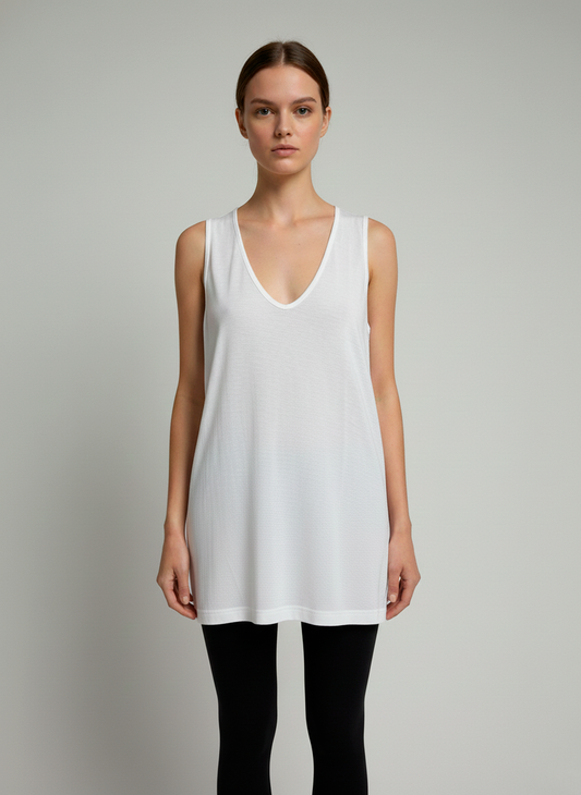 Sleeveless V-Neck Longline Top – Clean Minimal Essential