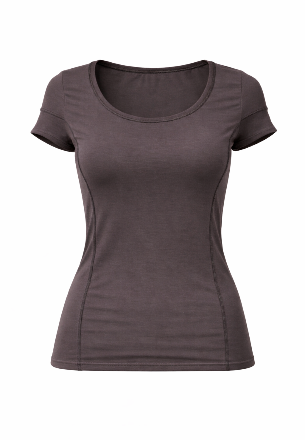 Fitted Short-Sleeve Jersey Top with Sculpted Seams