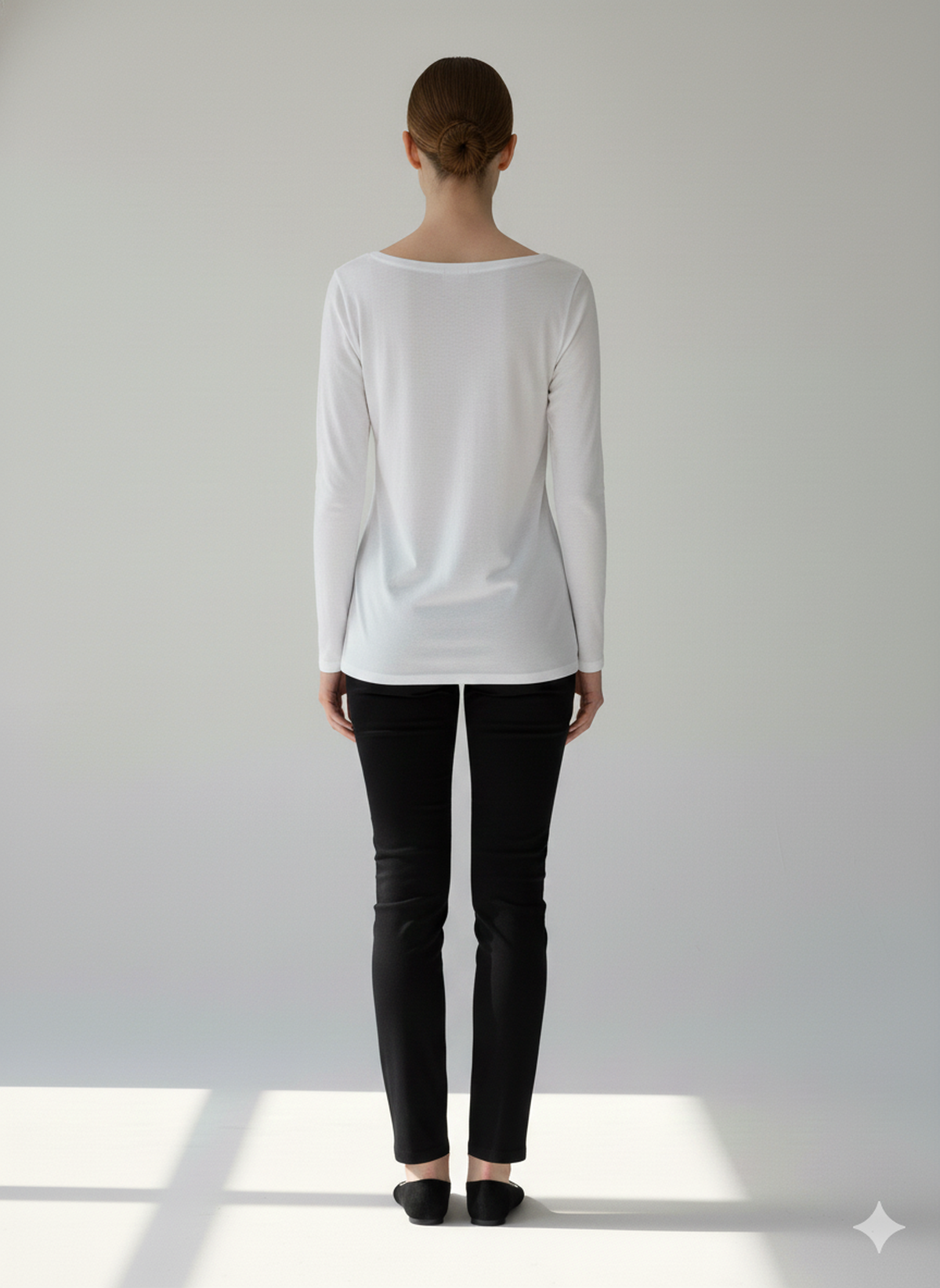 Conquista Μπλούζα Longline Casual Μακρυμάνικη Στρογγυλή Λαιμόκοψη Μονόχρωμη Tencel Βαμβάκι Λευκή CD-026-01