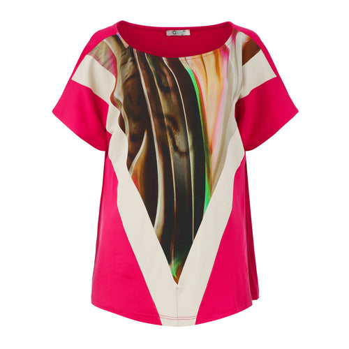 Vibrant Abstract Boat Neck Plus Size Top