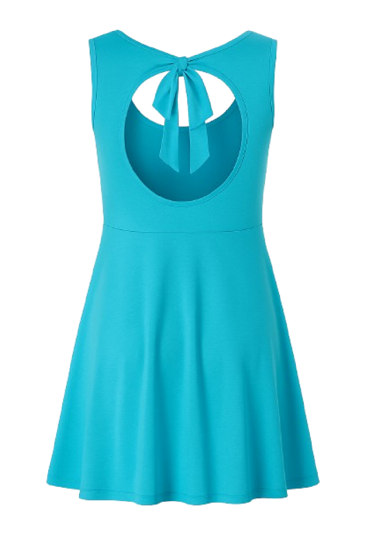 Conquista Φόρεμα Mini Casual Αμάνικο Στρογγυλή Λαιμόκοψη Μονόχρωμο Τυρκουάζ Y31.055