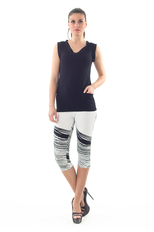 Conquista Κολάν Cropped Casual Εμπριμέ Βισκόζη Ανθρακί C120-044A-99