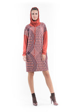 Load image into Gallery viewer, Airy Hooded Print Dress Grenadine