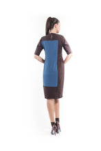 Load image into Gallery viewer, Contrast Fabric Shift Dress petrol