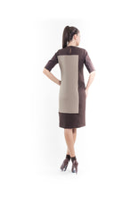 Load image into Gallery viewer, Contrast Fabric Shift Dress camel