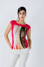 Load image into Gallery viewer, Red Print Detail Cap Sleeve Top