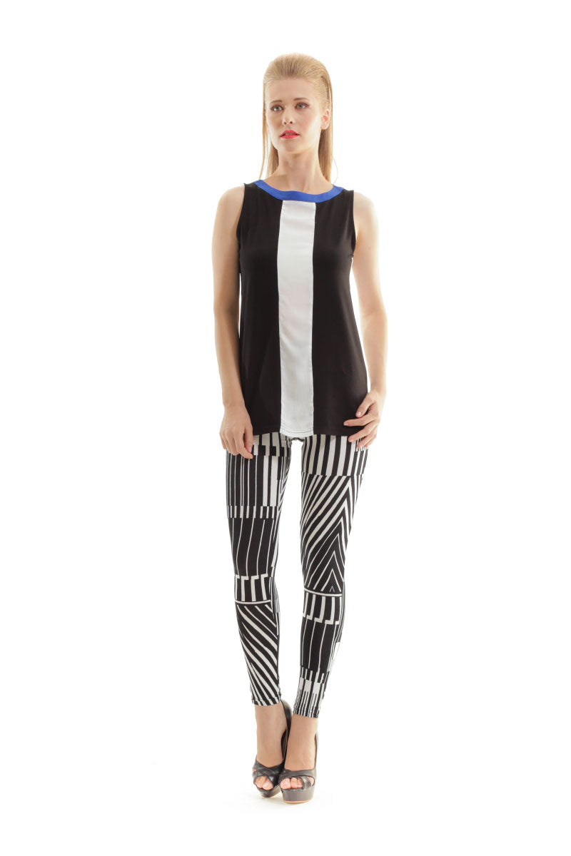 Black And White Print Pants.Silky Black and White Print Pants - Conquista-Fashion