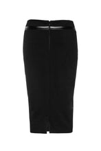 Load image into Gallery viewer, Black Pencil Skirt with Leather Detail