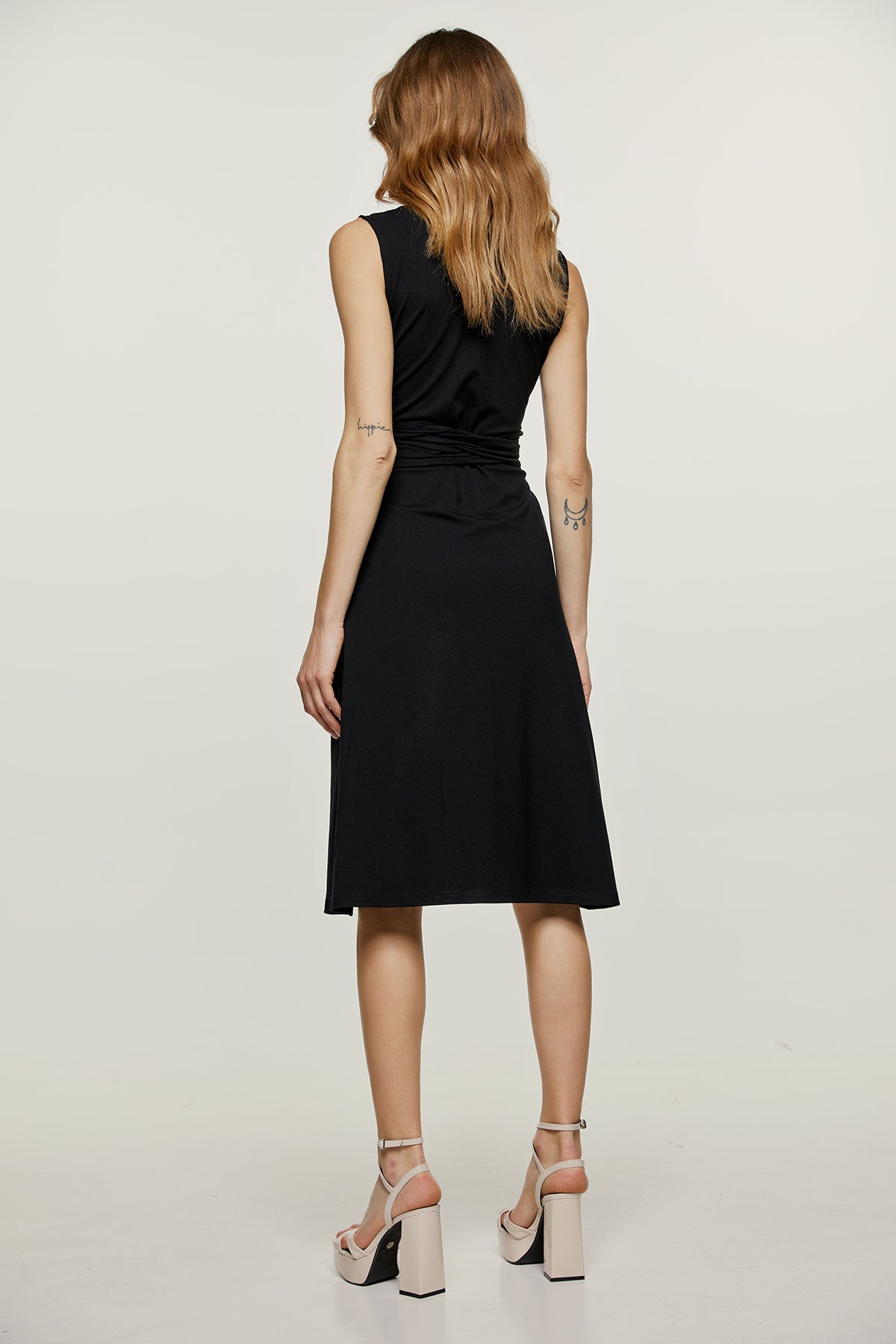 Sleeveless Empire Line Dress in Black Jersey